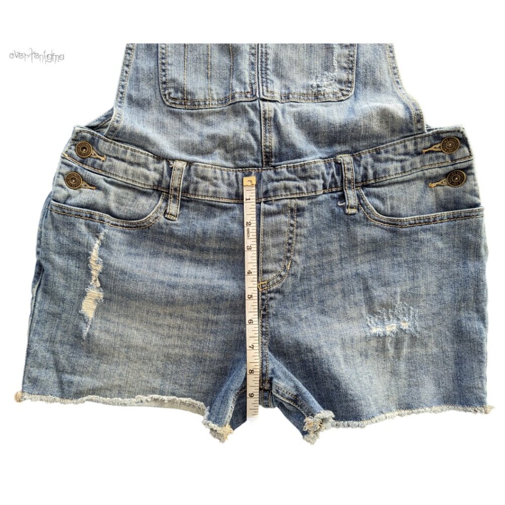 MOSSIMO distressed denim shorts overalls - Picture 6 of 7